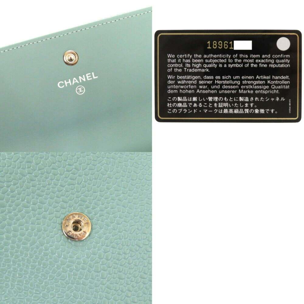 CHANEL Authentic Green Caviar Leather Logo Wallet - Picture 9 of 9